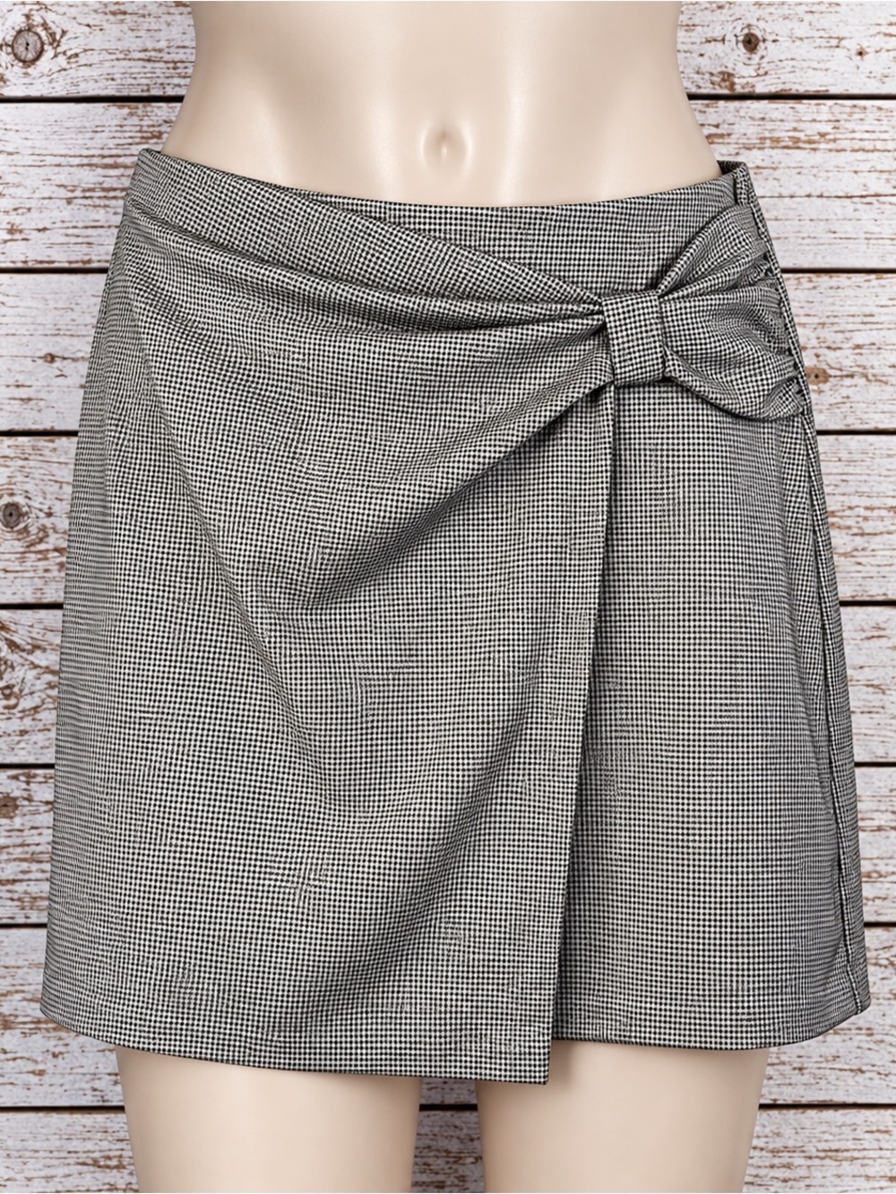 Ann Taylor Factory Women’s Size 10 Houndstooth Bow Front Skirt Black White